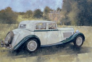 The Green and White Bentley at Althorp (olja på duk)