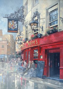 The Kings Arms, Shepherd Market, London (olja på duk) av Peter Miller