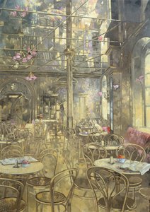 The Vienna Cafe, Oxford Street (olja på duk) av Peter Miller