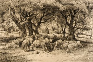 (En fruktträdgård i New England) av Peter Moran