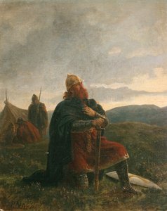 Den helige Olav i en bön före slaget vid Stiklestad (olja på duk)