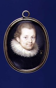 PD.12-1955 Porträttminiat av Sir Kenelm Digby (1600-65) 1619 (pergament på kort)