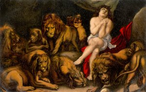Daniel i lejonets håla från Daniel Bible (tryck)