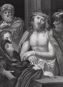 Ecce Homo, Jesaja, kap 53, v 5 (gravyr) av Peter Paul (after) Rubens