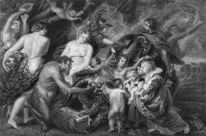 Fred och krig (gravyr) av Peter Paul (after) Rubens