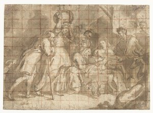 Tillbedjan av herdarna av Peter Paul Rubens (school of)