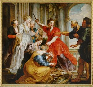 Akilles upptäckt av Ulysses bland Lykomedes döttrar på Skyros (målning på duk) av Peter Paul Rubens