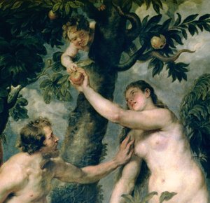 Adam och Eva (kopierat från målningen av Titian) (detalj av 51710) av Peter Paul Rubens