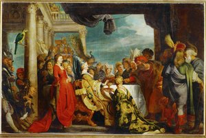 Alboin och Rosamunde (målning på duk) av Peter Paul Rubens