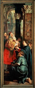 Nedtagning från korset, höger panel: Framställningen i templet (målning) av Peter Paul Rubens