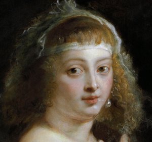 Detalj av Helene Fourment i en pälsrock av Peter Paul Rubens