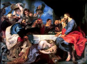 Fest i fariséen Simons hus, mellan 1618 och 1620. av Peter Paul Rubens