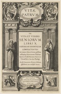 Frontispice för "Lives of the Fathers" av Heribert Rosweyde, graverad av Theodor Galle av Peter Paul Rubens