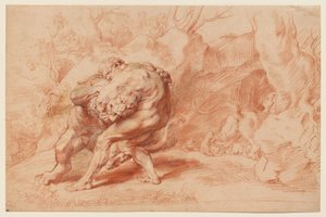 Herkules stryper det nemeiska lejonet av Peter Paul Rubens