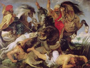 Hippopotamus and Crocodile Hunt, ca 1615-16 (se 170972 för detaljer) av Peter Paul Rubens