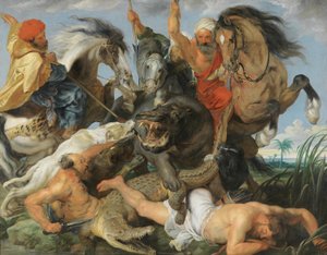Jakt på flodhäst och krokodil av Peter Paul Rubens