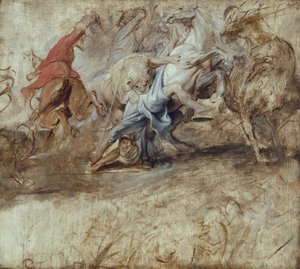 Lejonjakt (oljeskiss) Baksida: Bröllop i procuratione (skiss till Medici-cykeln) av Peter Paul Rubens