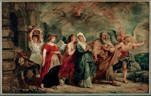 Lot och hans familj lämnar Sodom av Peter Paul Rubens