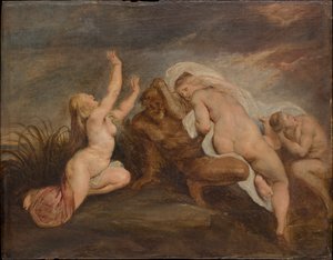Nymfer och flodgud (fragment av en framställning av Phaetons fall) av Peter Paul Rubens