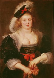 Porträtt av Helene Fourment med handskar, ca 1632 (olja på panel) av Peter Paul Rubens