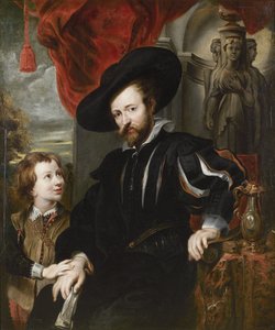 Porträtt av Peter Paul Rubens med sin son Albert, mitten av 1600-talet. av Peter Paul, Rubens