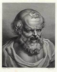 Porträtt av den grekiske filosofen Demokritus (stippelstickning) av Peter Paul Rubens