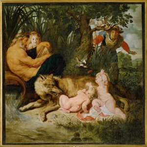 Romulus och Remus (målning på duk) av Peter Paul Rubens