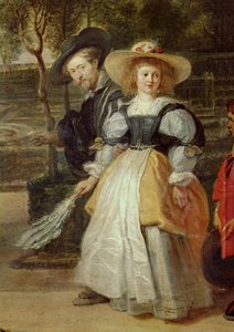 Rubens och hans andra hustru Helene Fourment i trädgården (olja på duk) av Peter Paul Rubens
