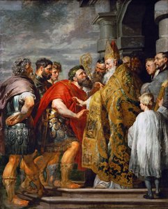 Den helige Ambrosius av Milano (död 397) och kejsar Theodosius I den store (347-395) - Den helige Ambrosius och kejsar Theodosius I - Pieter Paul Rubens (1577-1640). Olja på duk, ca. 1615. Mått: 362x246 cm. Konsthistoriska museet, Wien av Peter Paul Rubens