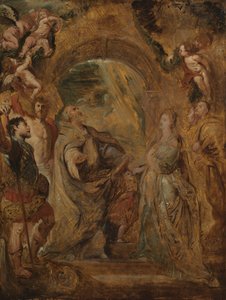 Den helige Gregorius den store med de heliga Maurus och Papianus, och den heliga Domitilla med de heliga Nereus och Achilleus, 1606-07 av Peter Paul Rubens
