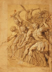 Soldater som förstör en bro, av Peter Paul Rubens