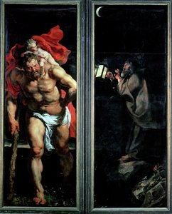 St. Christopher och Eremiten, utvändiga fönsterluckor av Triptyken Descent from the Cross, 1611-14 av Peter Paul Rubens