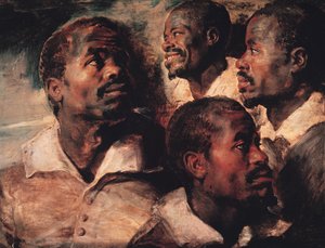Studier av huvudet på en svart (olja på duk) av Peter Paul Rubens