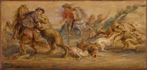 Studera för "The Bear Hunt" (för Alcázar, Madrid) av Peter Paul Rubens