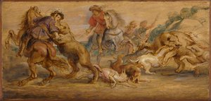 Studie för Björnjakten på Alcázar, Madrid, ca. 1639. av Peter Paul Rubens