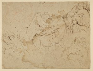 Studie av mansfigurer och kvinnliga kentaurer (Centaurides) (verso) av Peter Paul Rubens