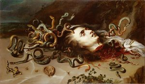Tete de Meduse - Chef för Medusa - Pieter Paul Rubens (1577-1640). Olja på duk, ca. 1617-1618. Mått: 68,5x118 cm. Konsthistoriska museet, Vienne av Peter Paul Rubens