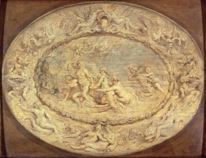 The Birth of Venus, c.1632-33 (svart krita & olja på panel) av Peter Paul Rubens