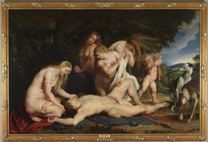 Adonis död (med Venus, Amor och de tre gracerna) av Peter Paul Rubens