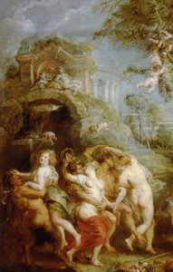 Venus Verticordias fest (Detalj av målning: bacchanalisk scen med nymfer och satyrer) av Peter Paul Rubens