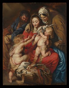Den heliga familjen med den heliga Elisabet, Johannes döparen och en duva av Peter Paul Rubens
