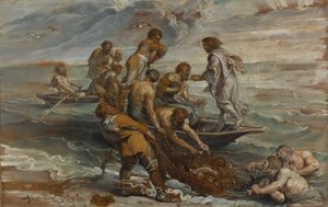 Det mirakulösa utkastet av fiskar, 1618-1619 av Peter Paul Rubens