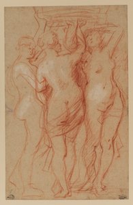 The Three Graces, ca 1635-40 (röd och vit krita på papper) av Peter Paul Rubens
