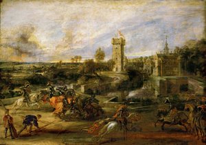 The Tournament (olja på trä) av Peter Paul Rubens