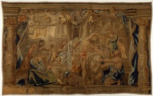 Eukaristins triumf över avgudadyrkan c.1665 (siden, ull och metalltråd) av Peter Paul Rubens