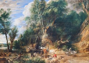 The Watering Place, ca 1615-22 (olja på ek) av Peter Paul Rubens