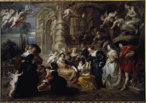 Kärlekens trädgård - olja på duk av Peter Paul Rubens