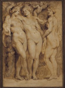 Tre nåder ( Monokrom målning av Peter Paul Rubens