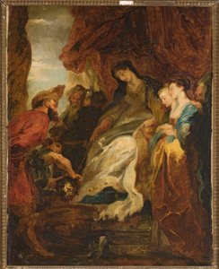 Tomyris befaller att Kyros huvud ska sänkas ned i ett kärl med blod (Herodotos, Historia, I, 214) av Peter Paul Rubens