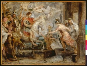 Triumphant Entry of Constantine in Rome (olja på trä) av Peter Paul Rubens